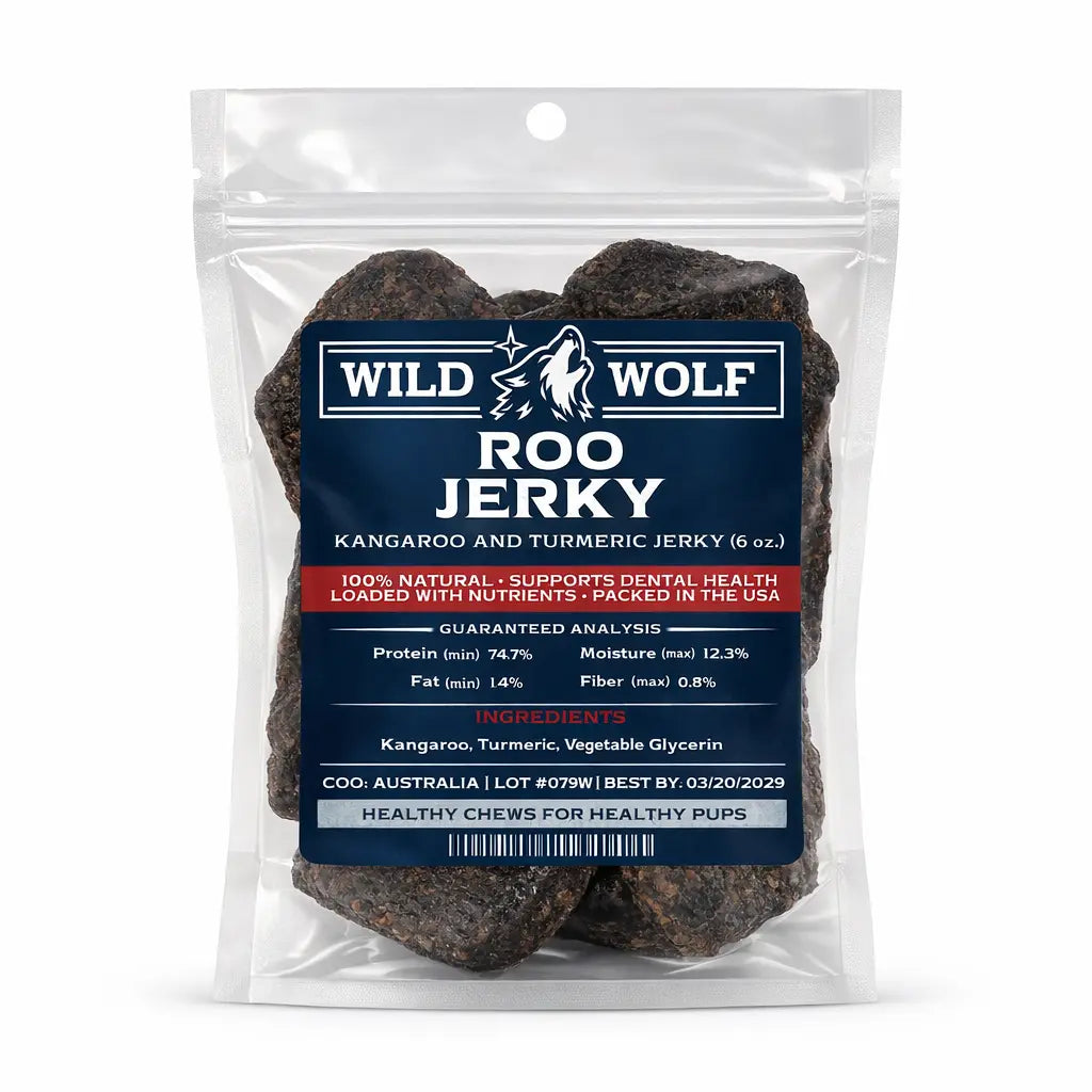 Irresistibly Healthy 100% Natural Kangaroo & Turmeric Jerky - Premium Quality Dog Chew Treat for All Breeds - Hypoallergenic, High Protein, and Nutrient-Rich!